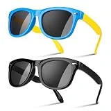 umorismo Sonnenbrille für Kinder 2 Stücke Polarisierte Sonnenbrille UV400 Schutz Silikon Rahmen...