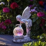 Outdoor Fairy Sculpture, Solar Color Changing LED Light, Wasserdicht Solar Gartenfigur für...