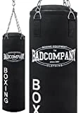 Bad Company Boxsack inkl. Vierpunkt Stahlkette I Canvas Punchingsack, gefüllt I 100 x 30 cm
