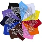 Vivibel Bandana Kopftuch Baumwolle,12er Paisley Bandana Halstuch 55 x 55 cm Kopftuch Armtuch...