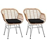 Casaria Poly Rattan 2er Set Korbsessel Bali mit Auflage Armlehne Metall Wetterfest Garten...