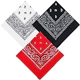 Bodiiwuliu Set 3 Bandana Kopftuch,Damen und Herren rot, weiß, schwarz Tücher Bandana, Kopftuch...