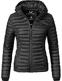 Marikoo Damen Übergangs-Jacke Jacke Steppjacke Samtpfote Schwarz Gr. S