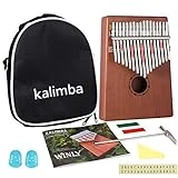 Kalimba 17 Schlüssel - Kalimba Daumenklavier, mit Lernanleitung und Stimmhammer, tragbares Mbira...