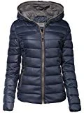 DAMEN STEPPJACKE DAUNEN OPTIK SKI JACKE KURZ MANTEL PARKA KAPUZE TOP FARBEN, Farbe:Dunkelblau,...