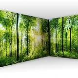 murando Eckfototapete Wald 550x250 cm Vlies Tapeten Wandtapete XXL Moderne Wanddeko Design Wand...