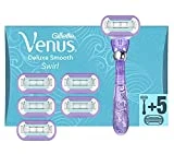 Gillette Venus Deluxe Smooth Swirl Rasierer Damen, Damenrasierer + 6 Rasierklingen mit 5-fach...