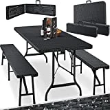 KESSER® Bierzeltgarnitur 3-teilig Set Tisch + 2 x Bank, für drinnen - draußen klappbar...