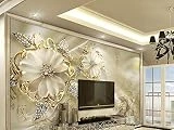 FOTOTAPETEN TAPETE WANDTAPETEN 3D MODERN GOLD SCHMUCK BLUMEN KN-1006 (XXL 400x280 cm 8-Bahnen)