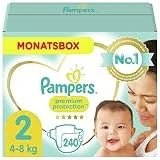Pampers Baby Windeln Größe 2 (4-8kg) Premium Protection, 240 Stück, MONATSBOX, Pampers Weichster...