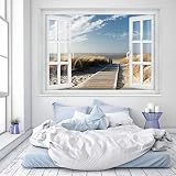 murimage Fototapete Strand Fenster 183 x 127 cm inklusive Kleister Fenster Ausblick Meer Strand...
