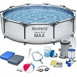Polbaby Bestway 56408 Set Pool 305 x 76 cm Gartenpool Stahlrahmenbecken 17in1 Set mit Filterpumpe...