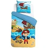 ESPiCO Bettwäsche Sleep and Dream Pirat Meer Schatz Strand Piratenschiff Bunt Kinder Zimmer Motiv...