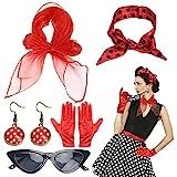 LOPOTIN 5TLG Rockabilly Accessoires 50er Jahre Damen Kleid Zubehör 1950s Kostüm Set mit Chiffon...