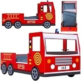 CASARIA® Kinderbett 90x200cm mit Rausfallschutz Lattenrost 100KG belastbar 3D Leuchte Sirene...