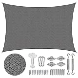 Sekey Sonnensegel 3x5m, Sonnenschutz, Rechteckig mit Edelstahl Befestigungs Kit, HDPE-Kunststoff,...