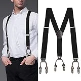 AYAMAYA Hosenträger Herren Schwarze Breit 3.5CM, Leder 6 Starken Clips in Y-Form Elastisch und...