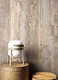 Holz Tapete Vlies Beige Braun Grau Edel | schöne edle Tapete im Holzwand Design | moderne 3D Optik...