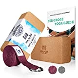 NAJATO Sports Yoga Block Kork 2er Set – Mit Yoga Gurt & E-Book – Yogaklotz für Yoga und Pilates...