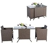 COSTWAY 3tlg. Poly Rattan Gartenmöbel, Rattanmöbel Lounge Set Gartenlounge Gartengarnitur...