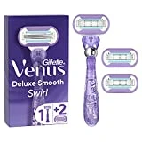 Gillette Venus Deluxe Smooth Swirl Rasierer Damen, Damenrasierer + 3 Rasierklingen mit 5-fach...