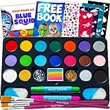 Blue Squid Kinderschminke Set Ideales Schminke, 22 Farben, 160pcs, Schablonen, Edelsteine,...