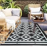 Capslpad Outdoor Teppich 120x180cm Wetterfest Kunststoff Strohteppich Wendbar Recycelter RV Camping...