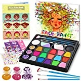 lenbest Kinderschminke Set - Schminke Kinder 17 Farben Glitzer Pinsel Schablonen - Halloween...