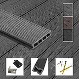 Montafox WPC Terrassendielen Dielen Komplettset Hohlkammerdiele Komplettbausatz Unterkonstruktion...